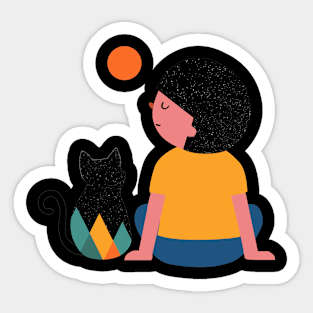 Boy and cat Sticker